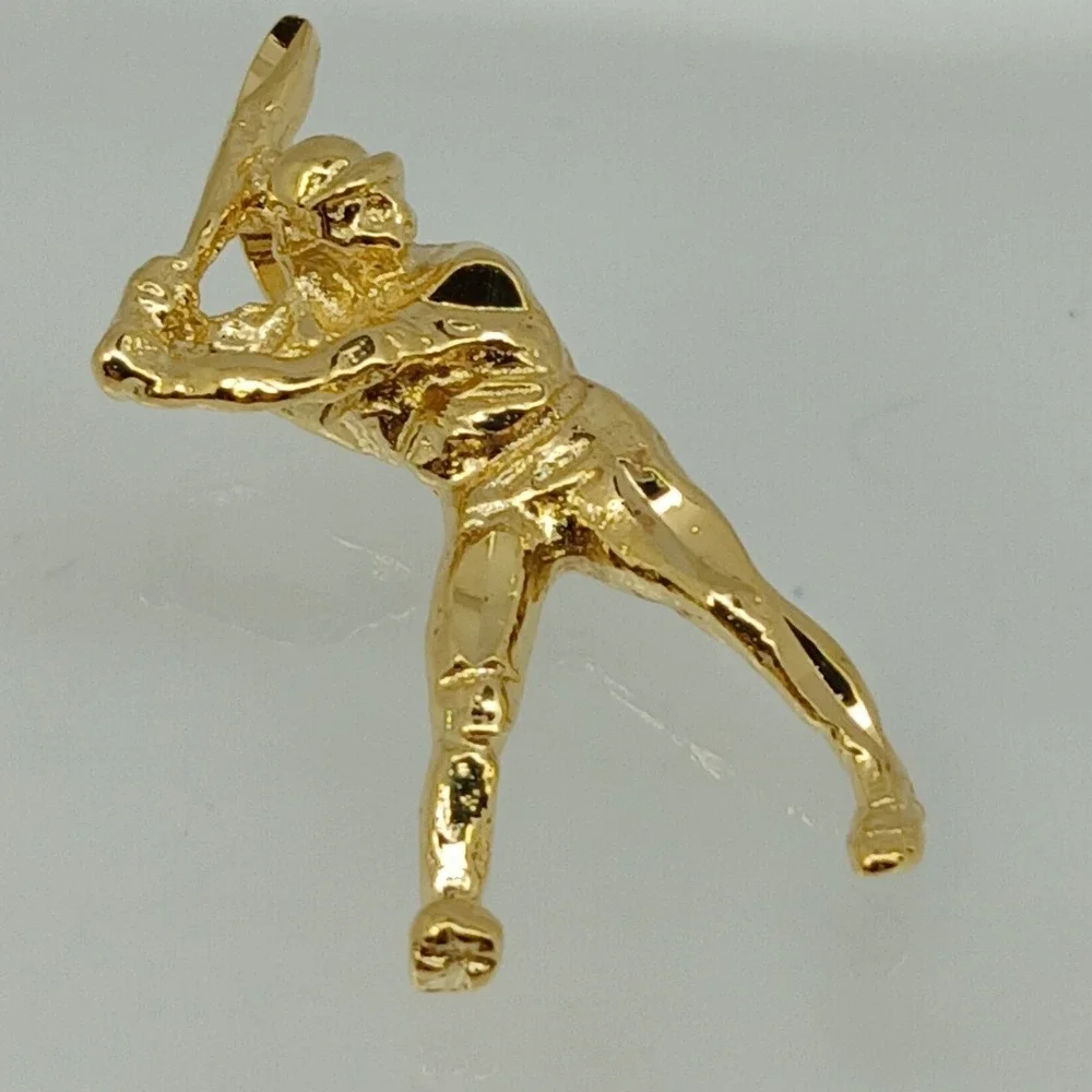 Karatbond Vintage Y2K Baseball Player Batter Charm Gold Made  USA New-Old-Stock